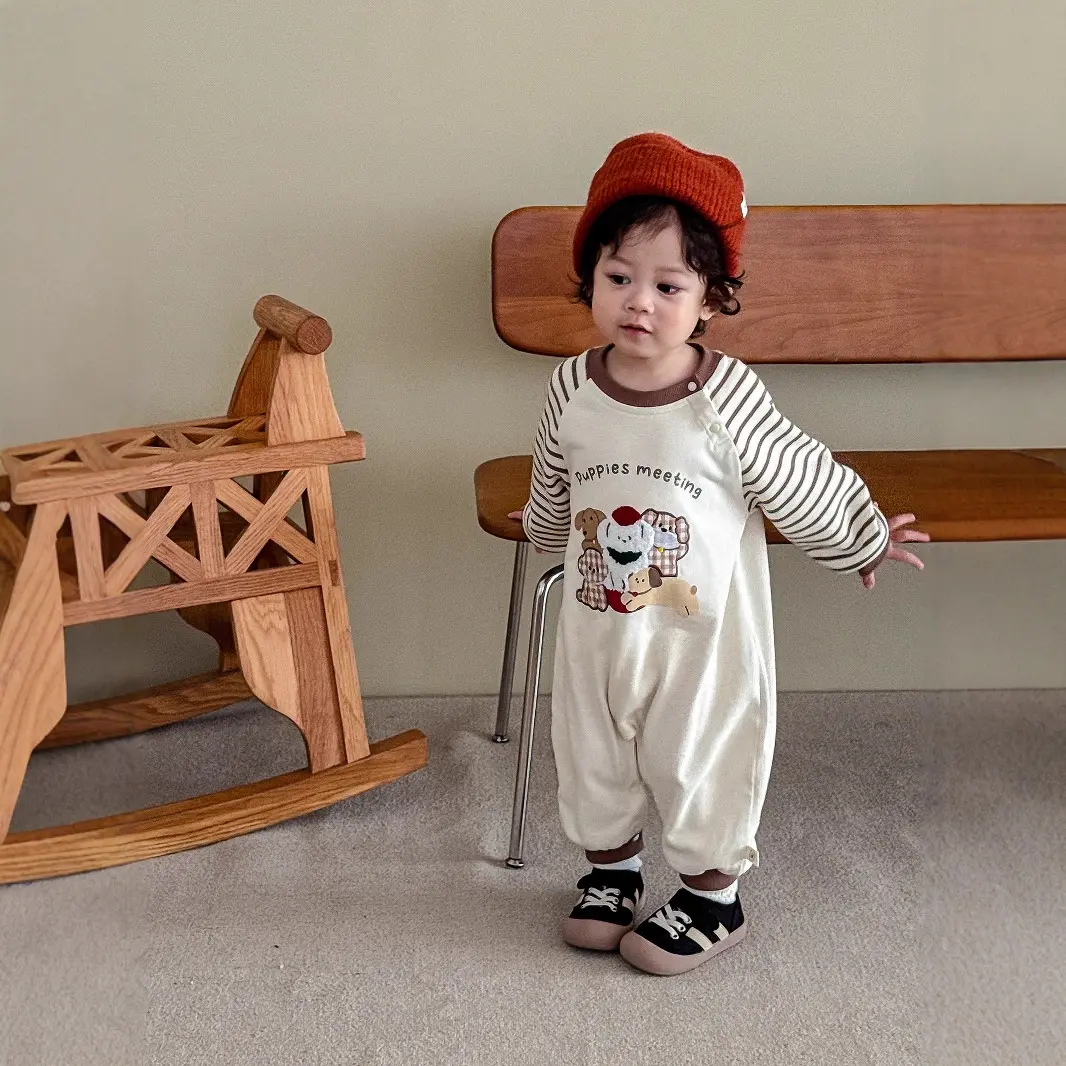 Baby Super Cute Jumpsuit 2025 New Autumn Newborn One Year Old Clothes Baby Embroidery Cartoon Korean Version Crawling Suit