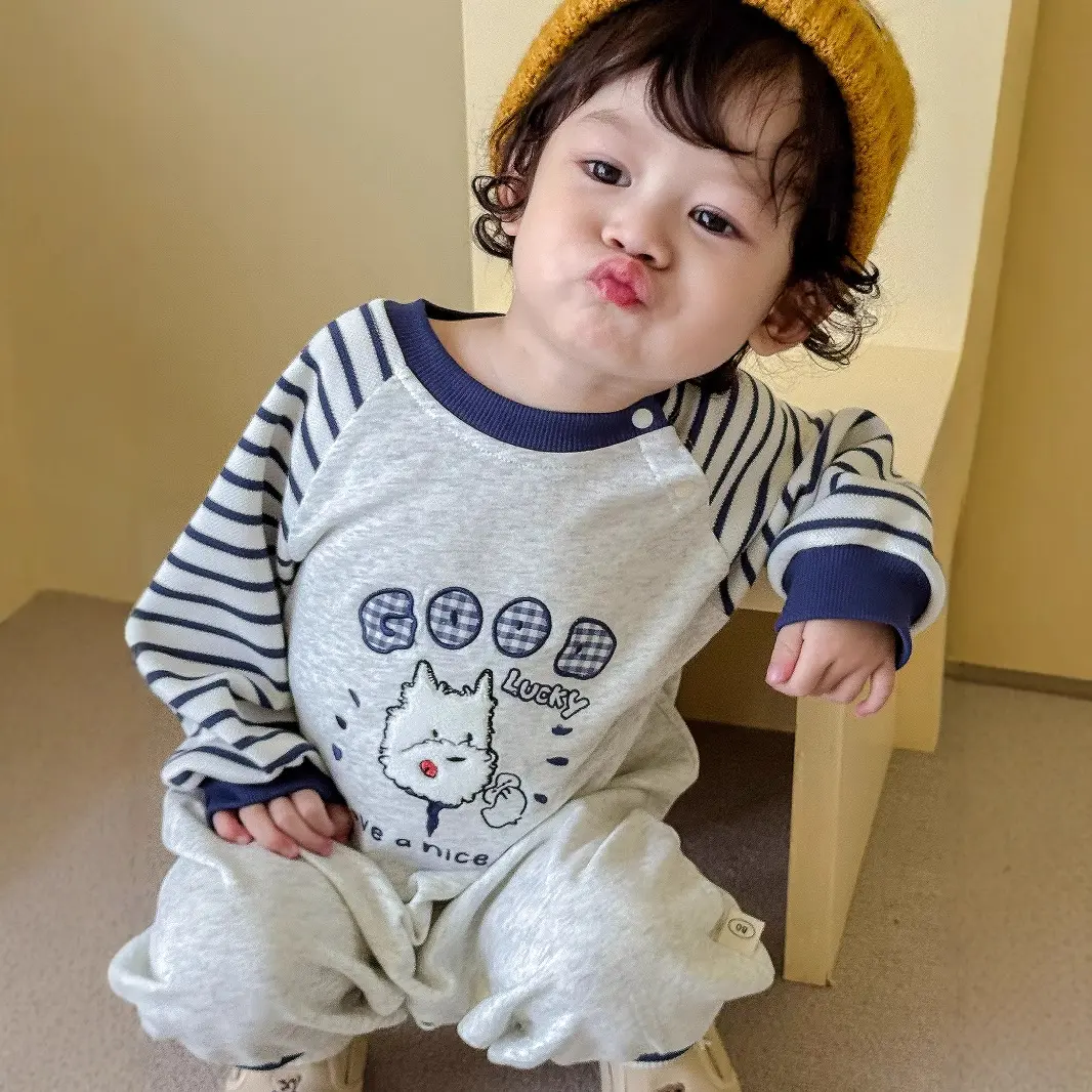 Baby Super Cute Jumpsuit 2025 New Autumn Newborn One Year Old Clothes Baby Embroidery Cartoon Korean Version Crawling Suit