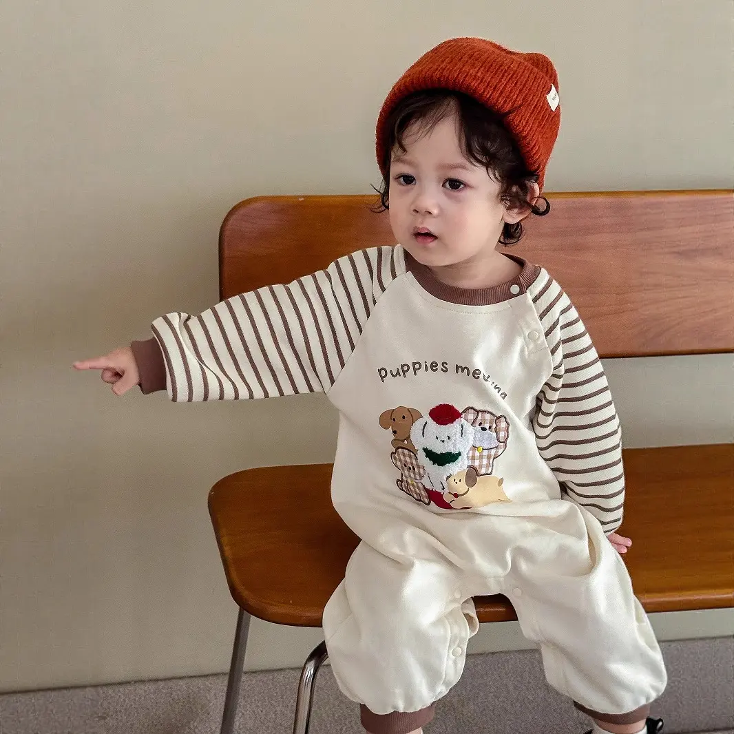 Baby Super Cute Jumpsuit 2025 New Autumn Newborn One Year Old Clothes Baby Embroidery Cartoon Korean Version Crawling Suit