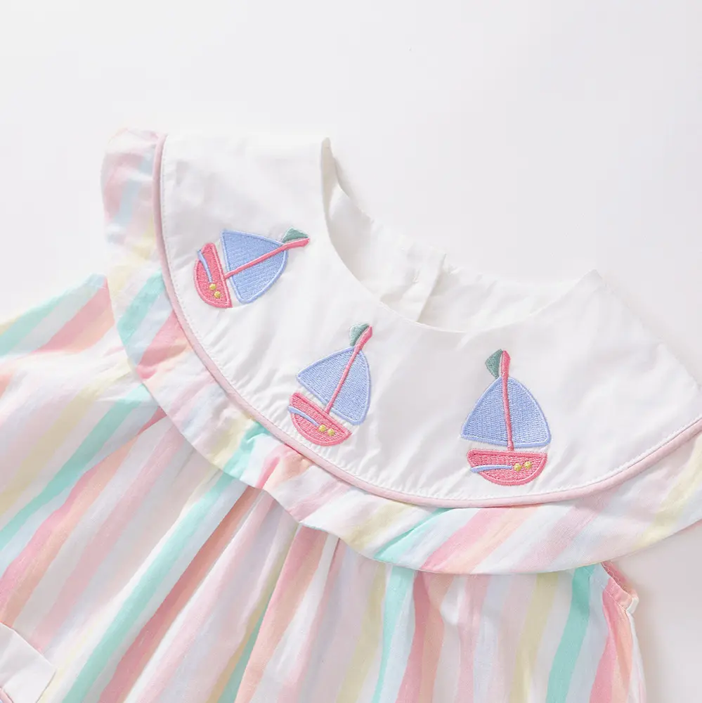Children's Clothing Girls' Embroidered Dress 2025 Summer New Item, Children's Korean Version Color Striped Sleeveless Vest Skirt
