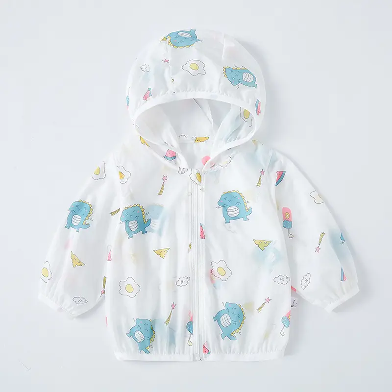 Girls Hooded Air-conditioned Shirt 2025 New Summer Baby Korean Version Western Style Summer Outfit Thin Cartoon Polka Dot Jacket