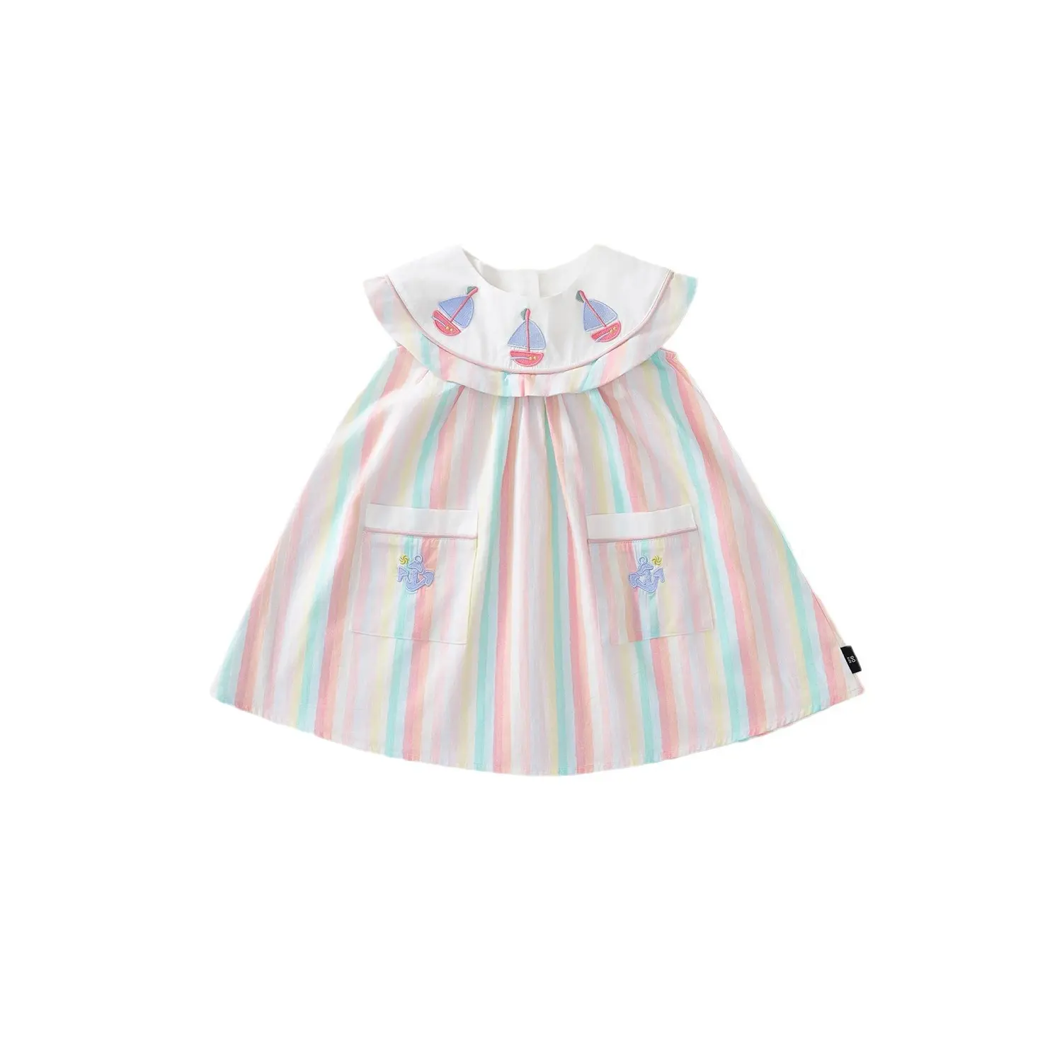 Children's Clothing Girls' Embroidered Dress 2025 Summer New Item, Children's Korean Version Color Striped Sleeveless Vest Skirt