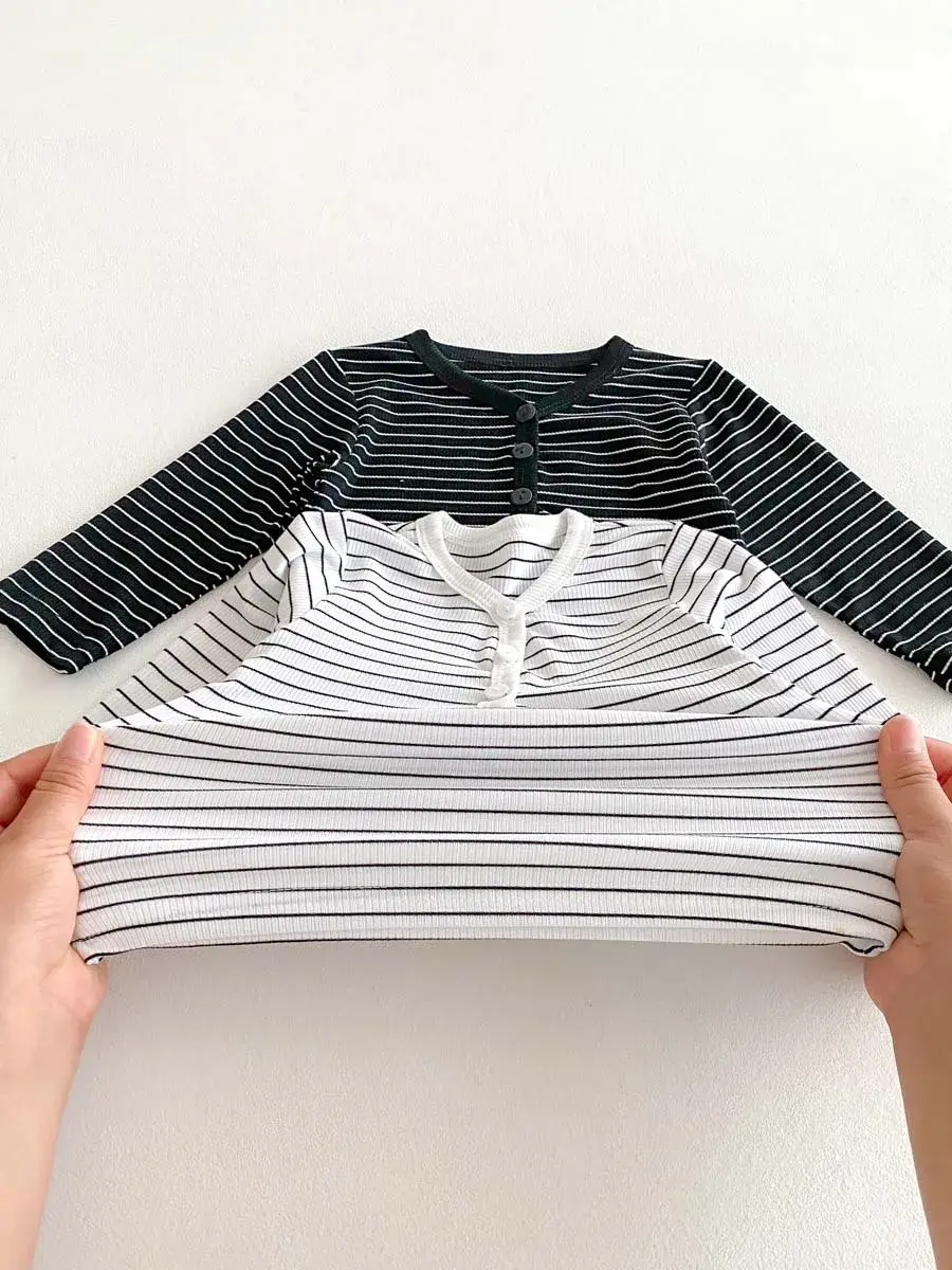 2024 Autumn Winter New in Kids Baby Boys Casual Clothing Set 2pcs ,toddler Infant Striped Household Clothes Pajamas 0-3Y