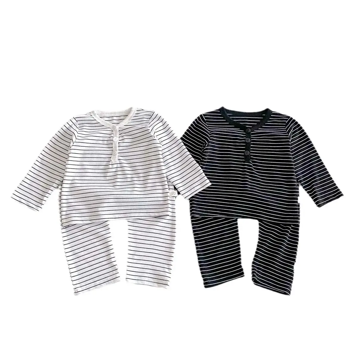 2024 Autumn Winter New in Kids Baby Boys Casual Clothing Set 2pcs ,toddler Infant Striped Household Clothes Pajamas 0-3Y