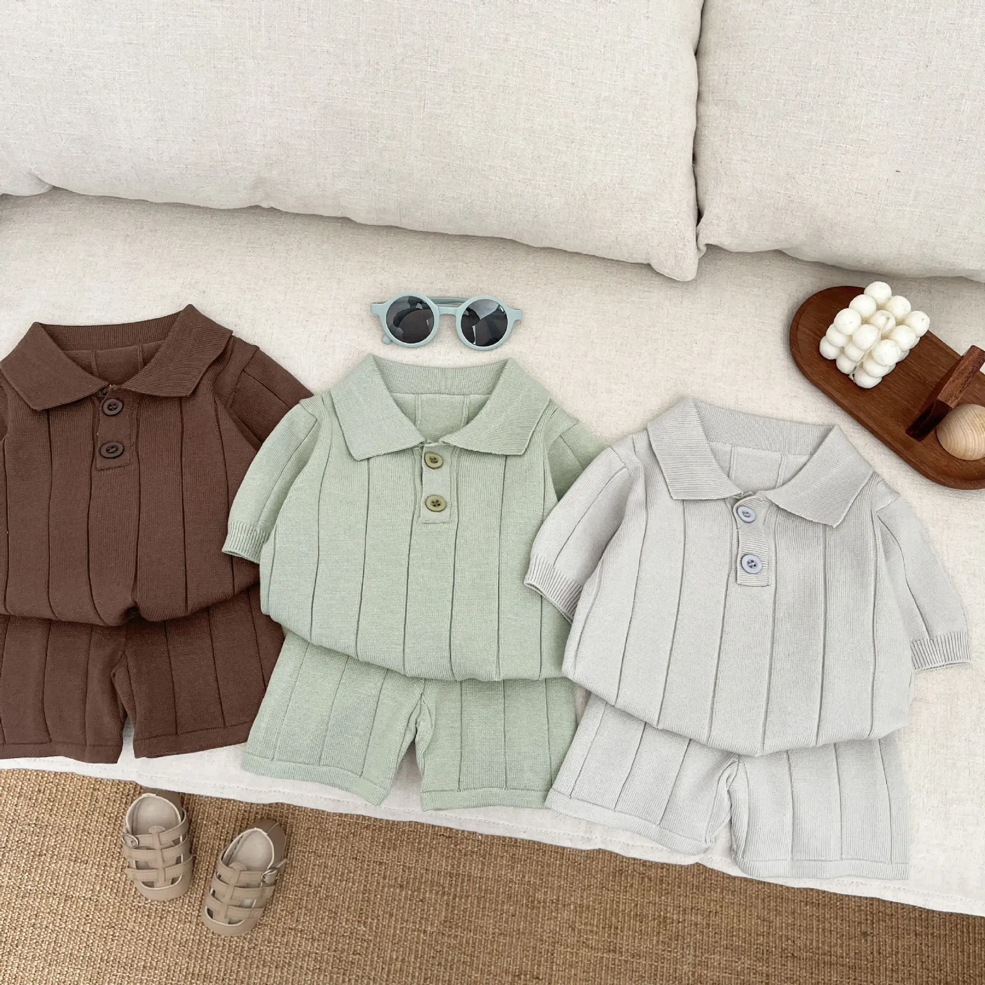 Baby Summer Set Boys' Western Knitted Polo Shirt Short Sleeve Shorts Baby Handsome Outerwear Two Piece Set