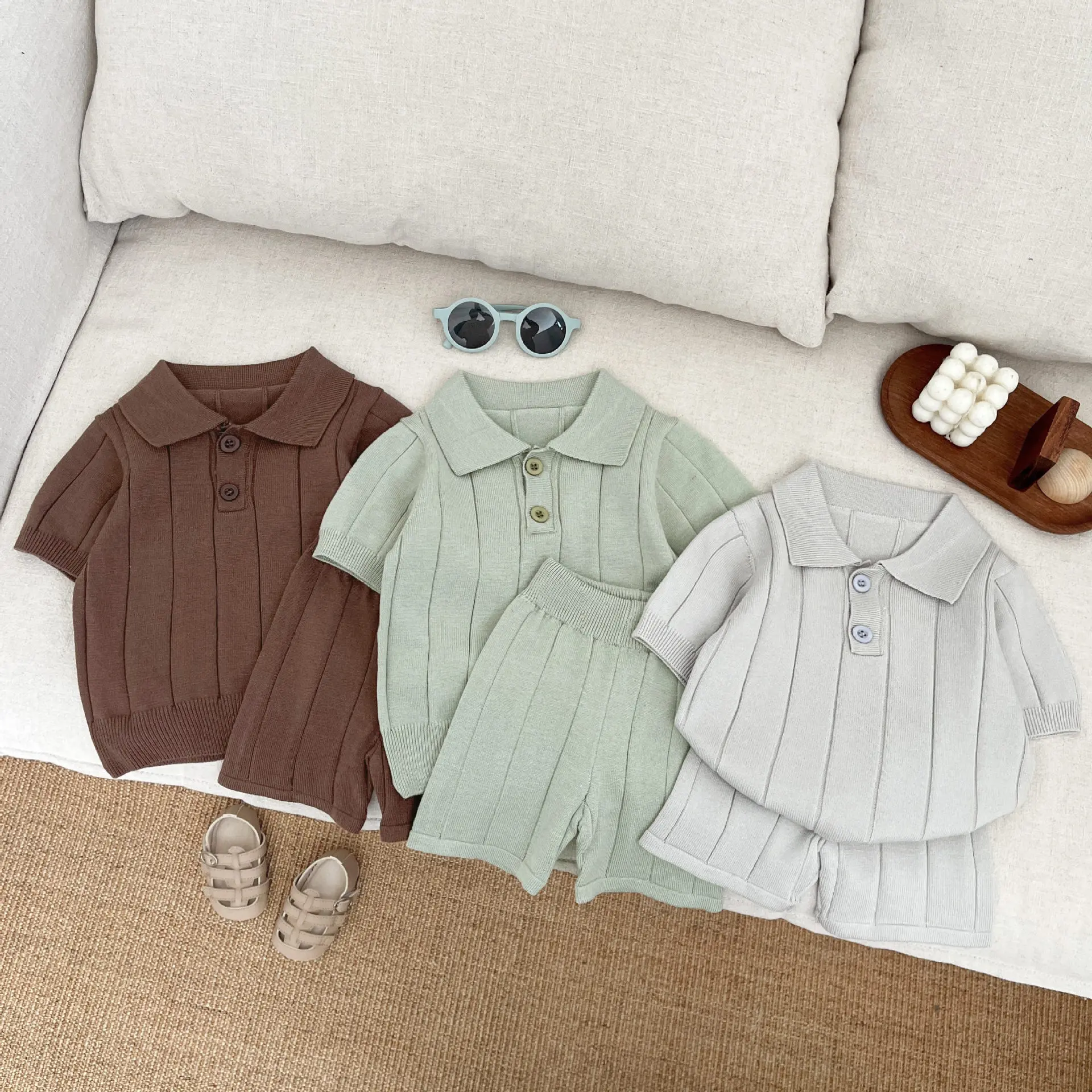 Baby Summer Set Boys' Western Knitted Polo Shirt Short Sleeve Shorts Baby Handsome Outerwear Two Piece Set