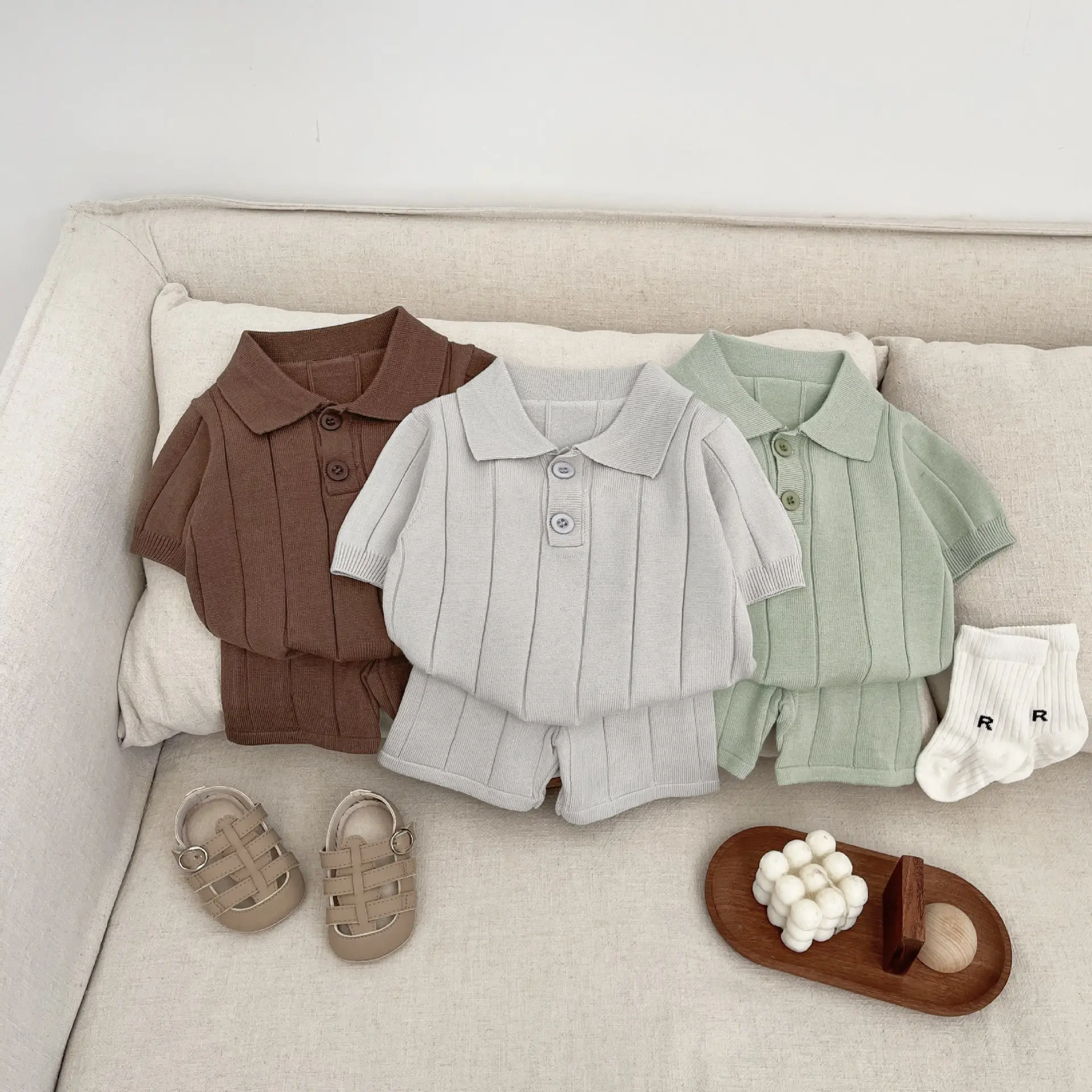 Baby Summer Set Boys' Western Knitted Polo Shirt Short Sleeve Shorts Baby Handsome Outerwear Two Piece Set