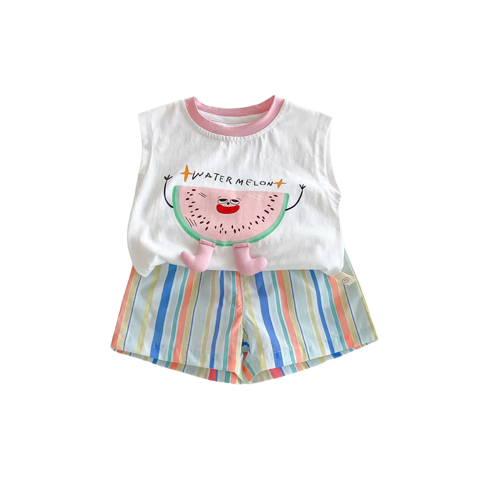 Girl's Watermelon Tank Top 2025 New Summer Baby Style Korean Printed T-shirt Children's Letter Cartoon Top