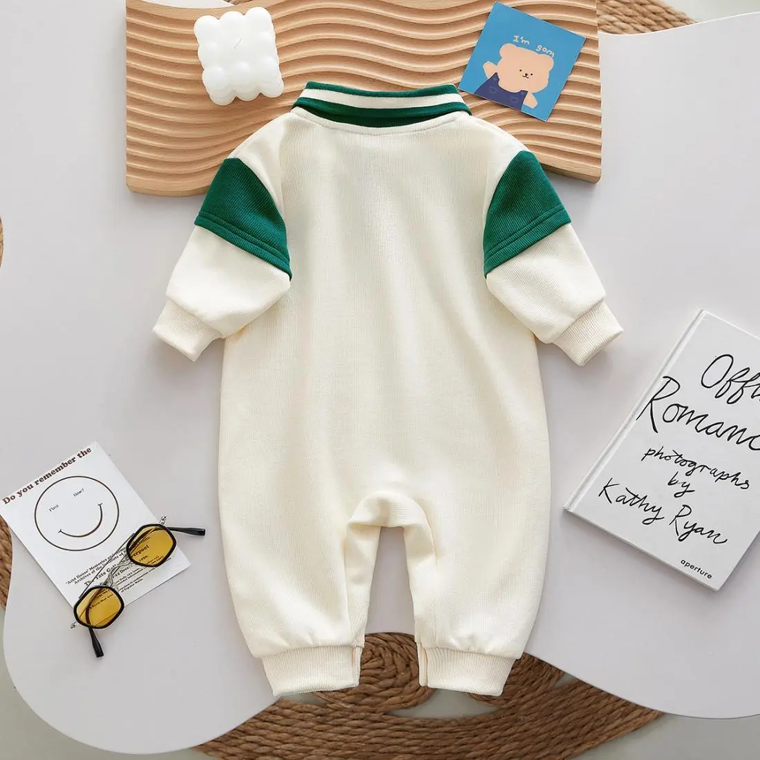 Baby Cartoon Bodysuit for 0-2 Years, Autumn Korean Baby Fashion Letter Print Romper, Infant Fall Clothing