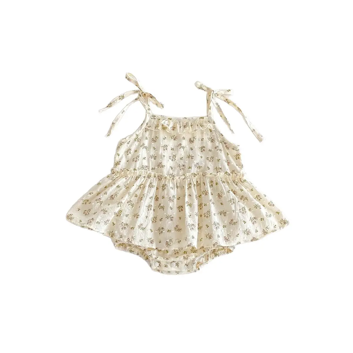 Summer Korean Version of Girls' Floral Suspender Bag Fart Clothes, Baby's Fresh Lace Dress, Newborn's Full Moon Clothes