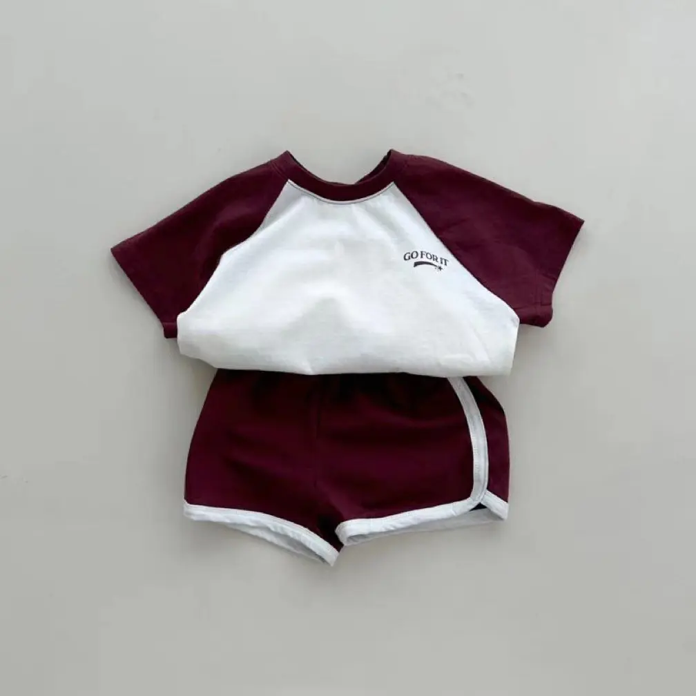 Ins Korean Version Patchwork Sleeve Men's and Women's Versatile Fashion T-shirt+shorts Letter Meteor Pattern Short Sleeved Set