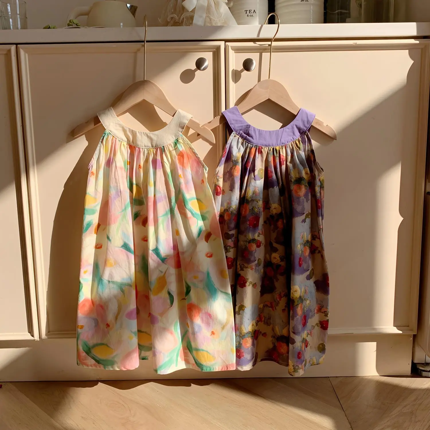 French Suspender Printed Girls' Dress 2025 Summer Style Small Fragrance Sleeveless Princess Skirt Backless Children's Wholesale