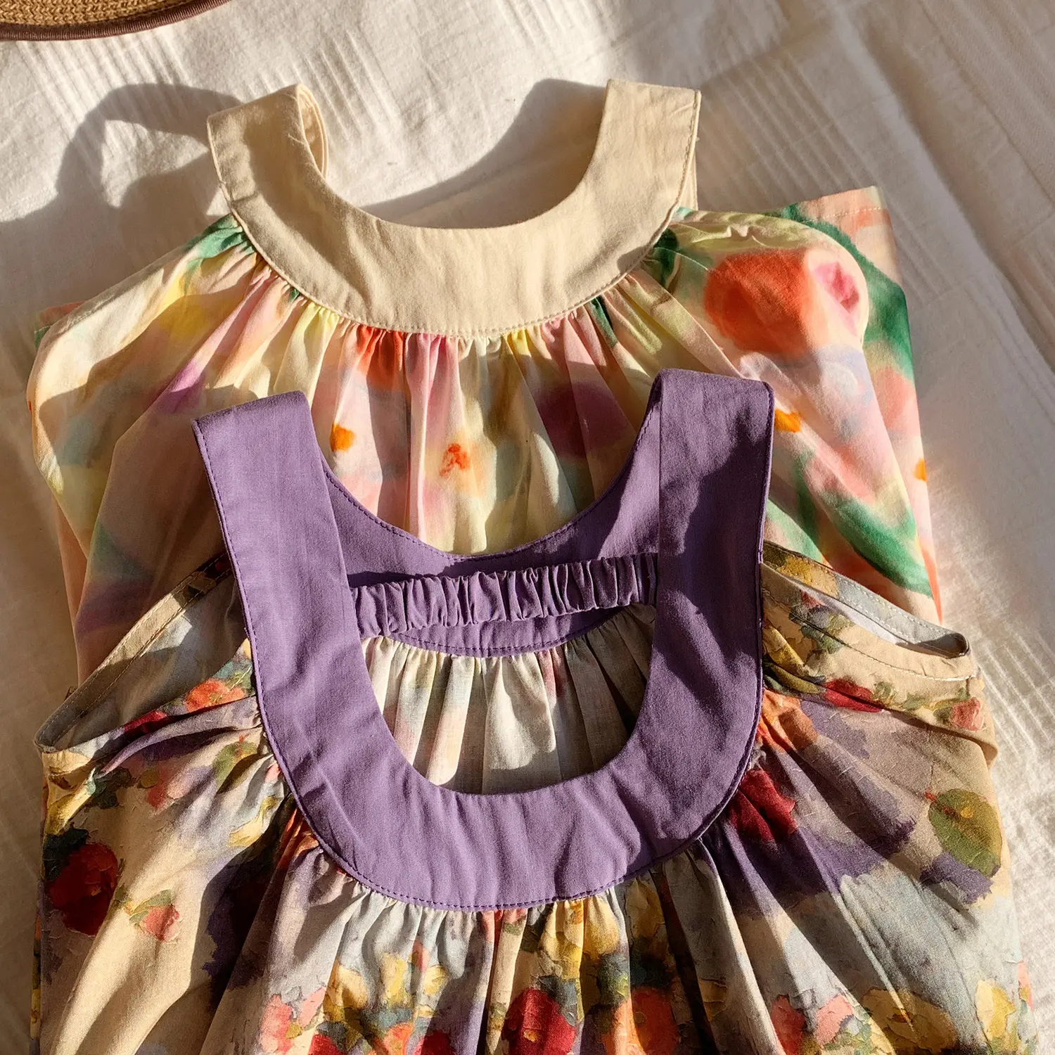 French Suspender Printed Girls' Dress 2025 Summer Style Small Fragrance Sleeveless Princess Skirt Backless Children's Wholesale