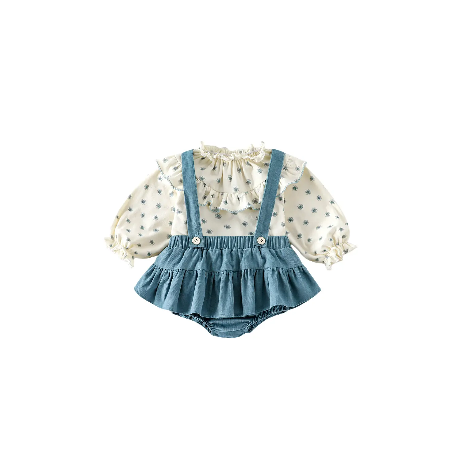 Baby Solid Color Crawling Suit 2025 New Autumn Female Baby Western-style Korean Version Skirt Crawling Girl Floral Bottom Shirt