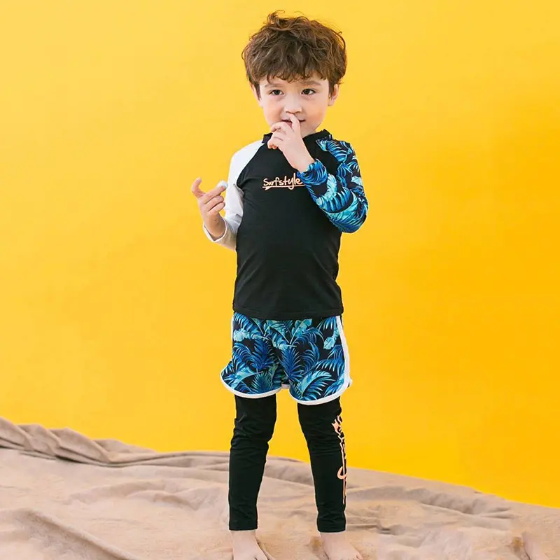 Children's Swimsuit for Boys and Girls 2025 New Long Sleeved Long Pants 3pcs Set Sunscreen Quick Drying Children's Baby Swimsuit