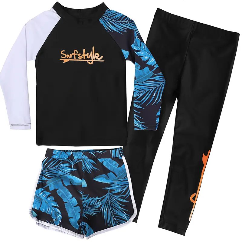 Children's Swimsuit for Boys and Girls 2025 New Long Sleeved Long Pants 3pcs Set Sunscreen Quick Drying Children's Baby Swimsuit