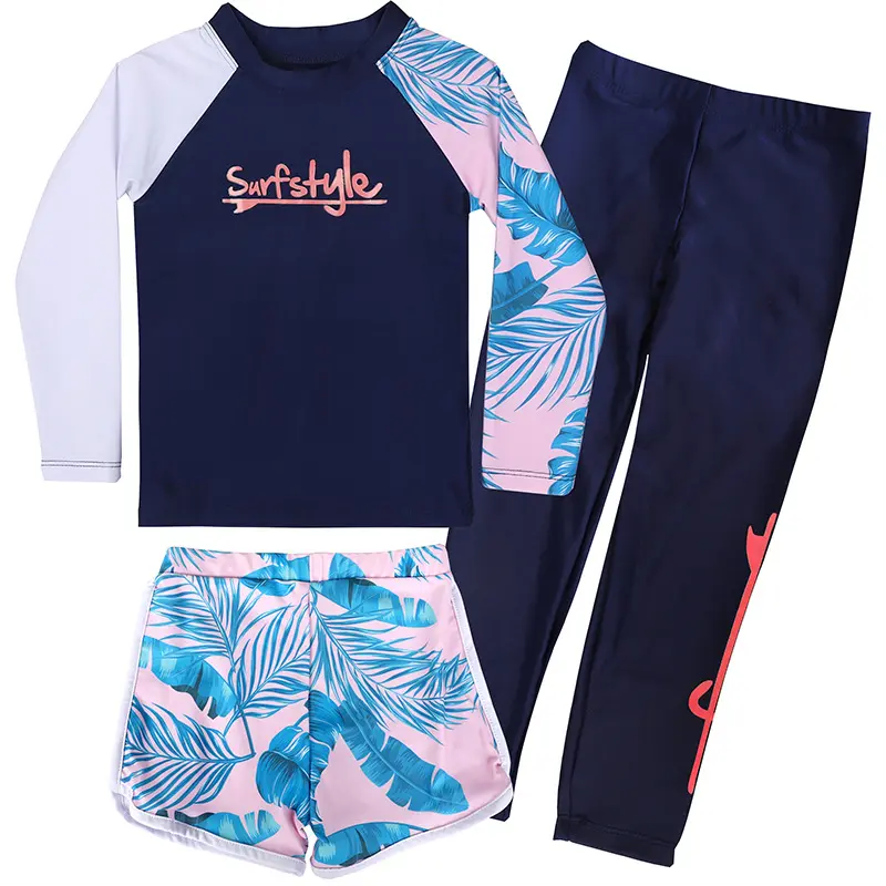 Children's Swimsuit for Boys and Girls 2025 New Long Sleeved Long Pants 3pcs Set Sunscreen Quick Drying Children's Baby Swimsuit