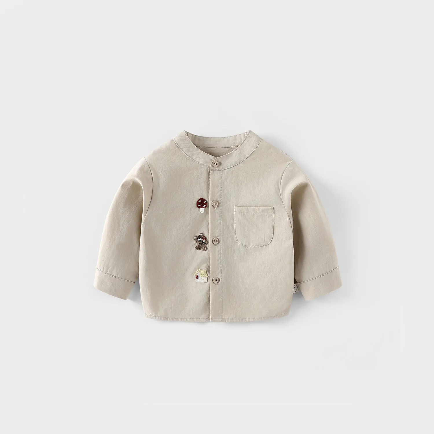 Children's Fashion Labeling Shirt 2025 New Autumn Boys' Western Style Korean Edition Solid Color Shirt Baby Autumn Dress