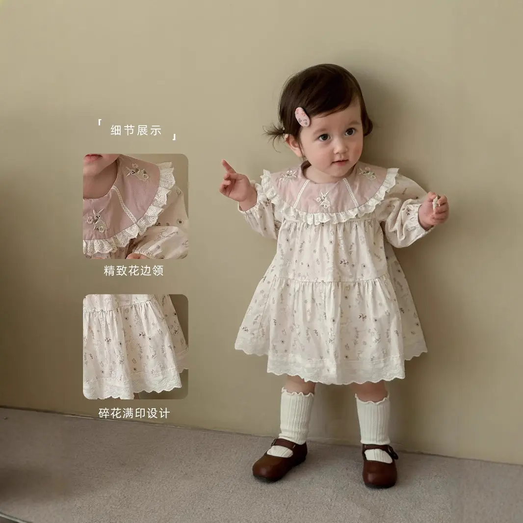 Girl's Little Rabbit Dress 2025 New Autumn Baby Stylish Full Edition Cartoon Dress Children's Korean Princess Dress