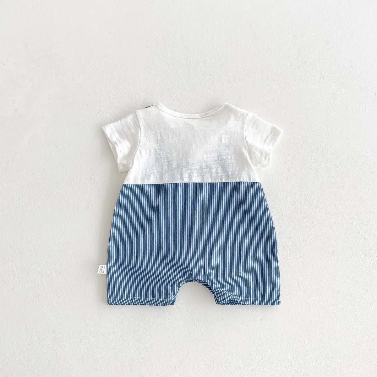Baby Jumpsuit Summer Short Sleeved Thin Men's Baby Clothes Striped Straps Fake Two Pieces Outdoor Climbing Clothes Romper