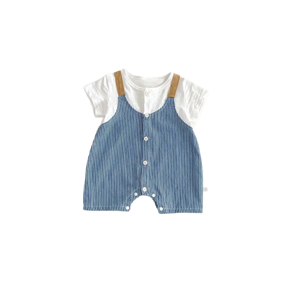 Baby Jumpsuit Summer Short Sleeved Thin Men's Baby Clothes Striped Straps Fake Two Pieces Outdoor Climbing Clothes Romper