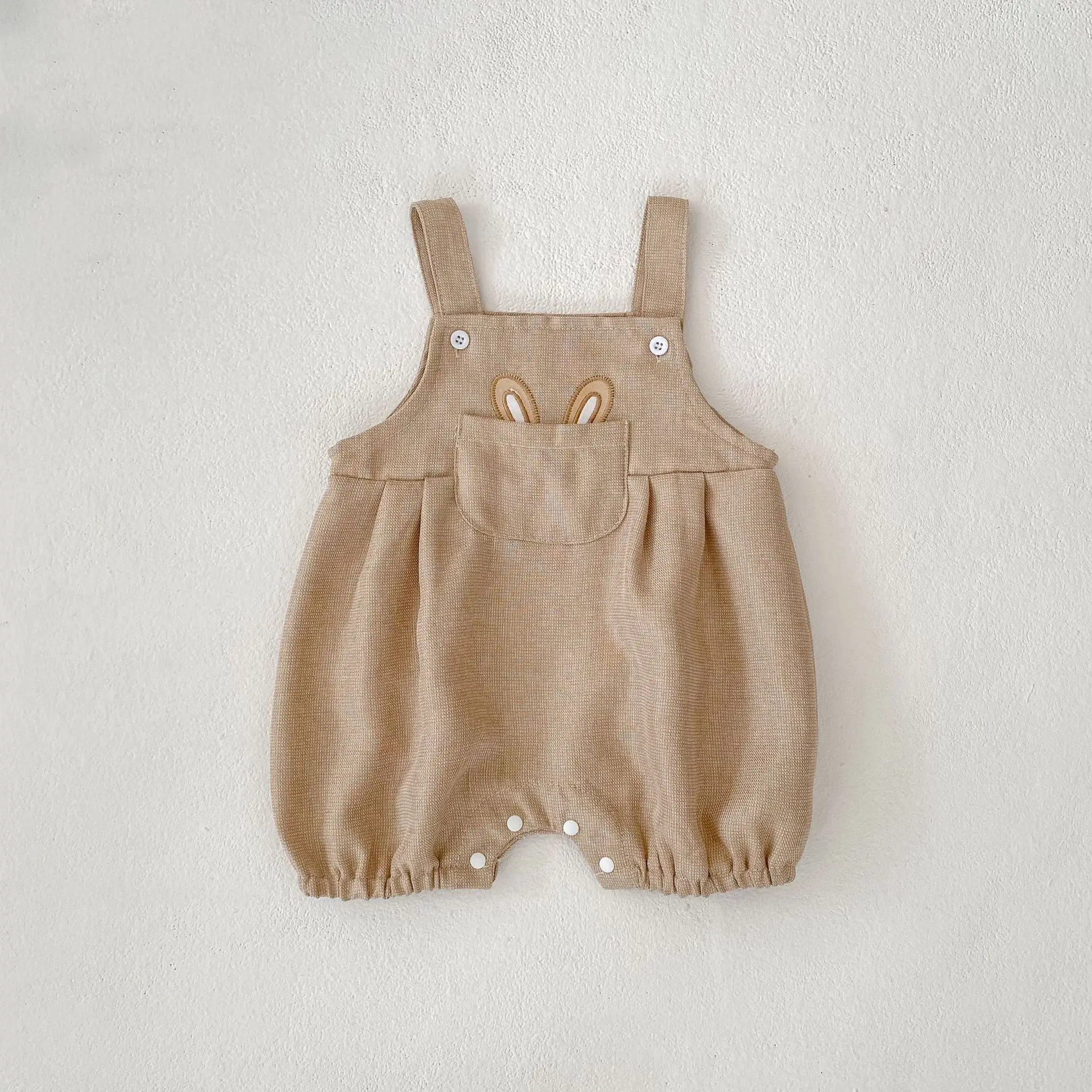 Baby Summer Clothes for Men and Women Baby Cute Rabbit Ears Embroidered Straps Short Crawling Junior Baby Jumpsuit