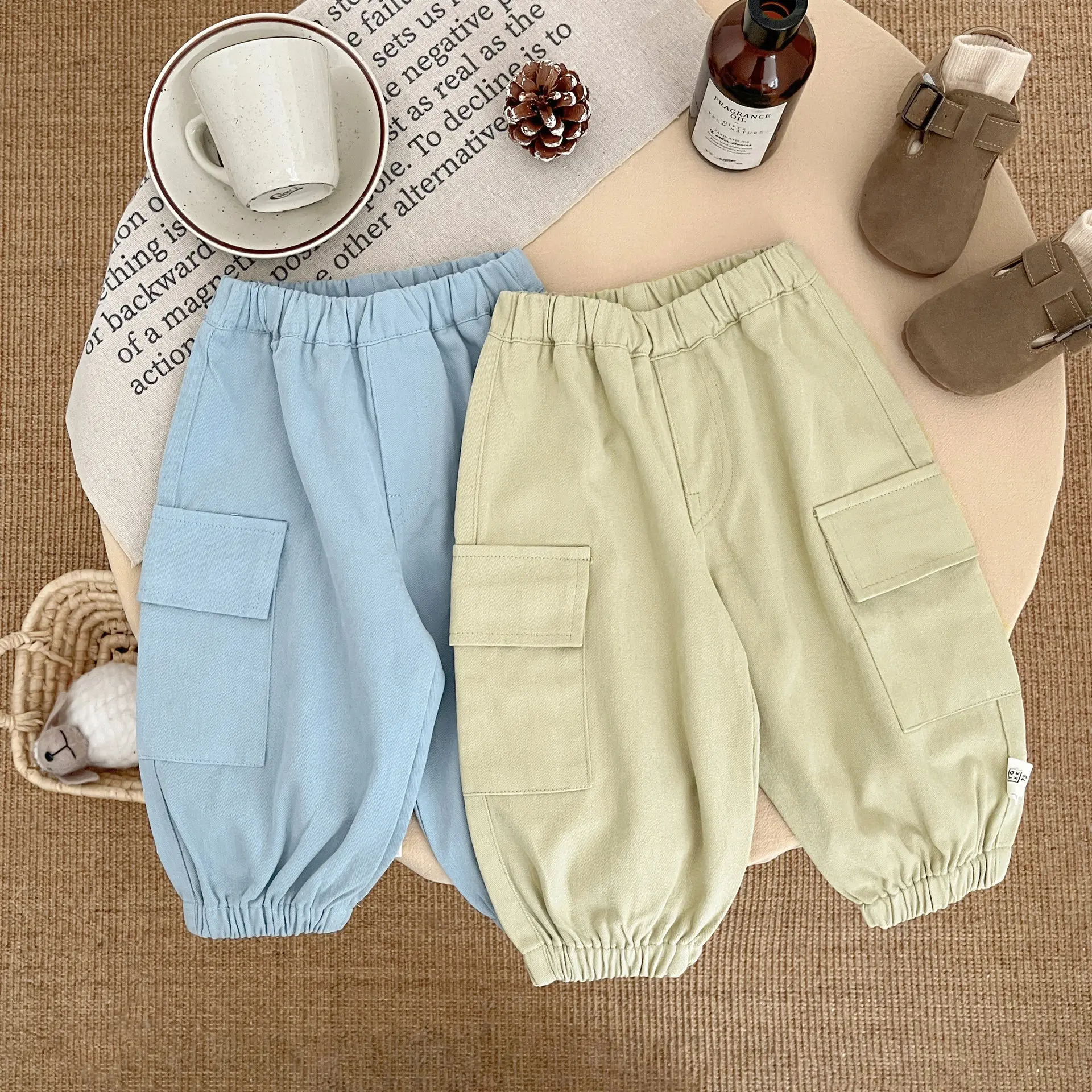 Boys' Pants for Spring, Summer, and Autumn 2025, New Mosquito Resistant Pants in Solid Color, Comfortable for Babies