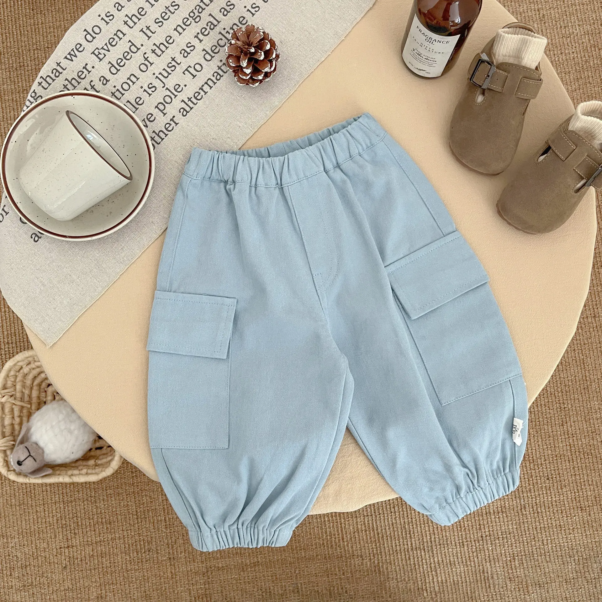 Boys' Pants for Spring, Summer, and Autumn 2025, New Mosquito Resistant Pants in Solid Color, Comfortable for Babies