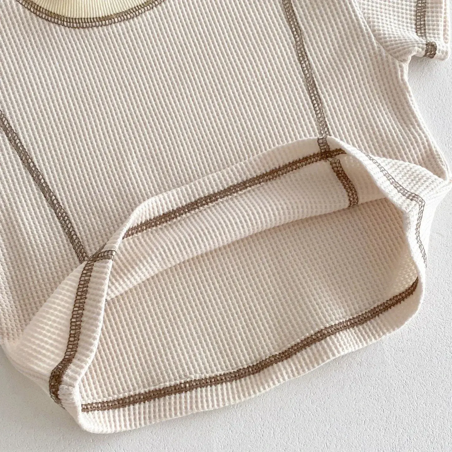 Korean Style Unisex Baby Summer Loose Fashion Waffle Grid Pants 2-Piece Set Infant Short Sleeve T-shirt Outfit