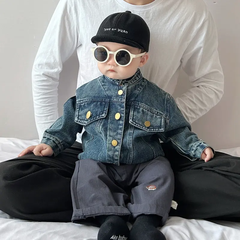 South Korean Autumn Boys' Cowboy Coat 2025 New Street Explosion Baby Top Children's Casual Pants Set Spring