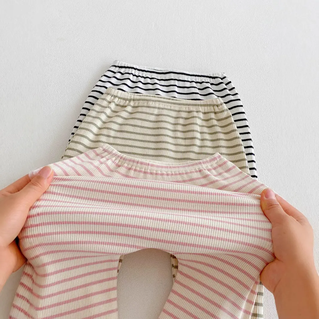 Ins Korean Baby Boys and Girls Summer Striped Comfortable and Versatile Western Style Large PP Pants with Seven Leg Bottom