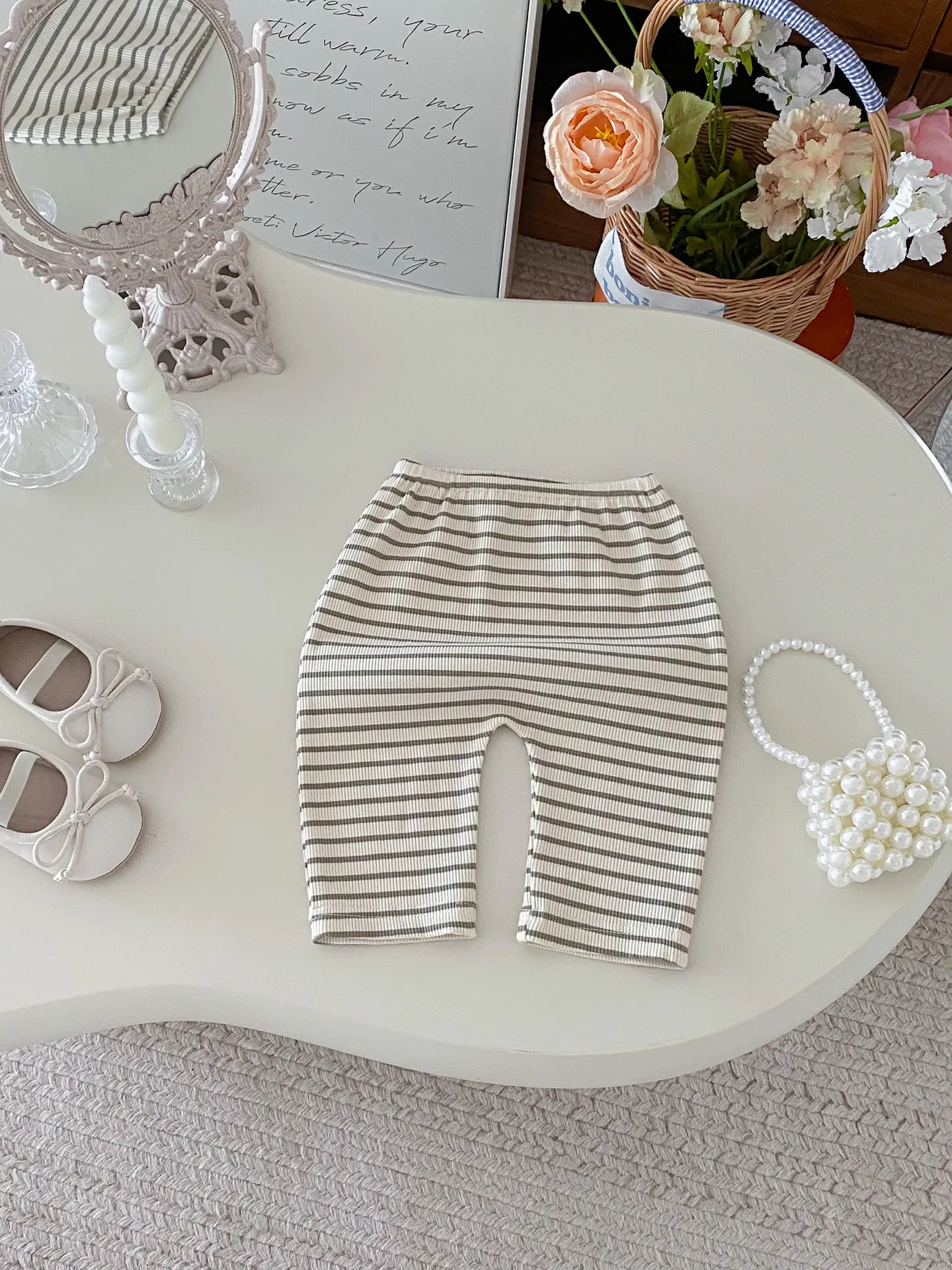 Ins Korean Baby Boys and Girls Summer Striped Comfortable and Versatile Western Style Large PP Pants with Seven Leg Bottom