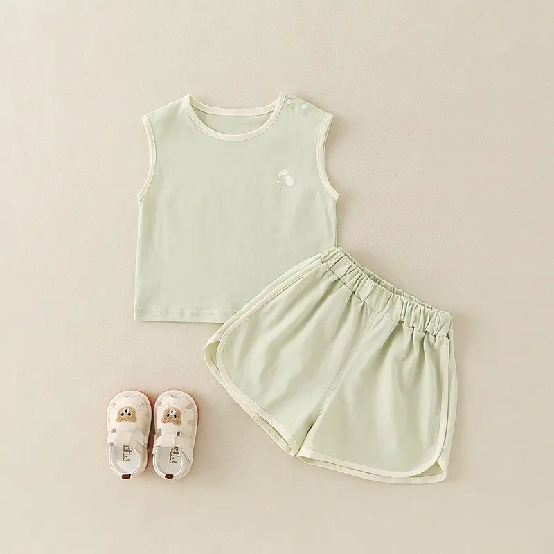 Male Baby A-class Pure Cotton Clothes Summer Thin Sleeveless Vest Shorts Set Casual Outerwear Baby Home Clothes