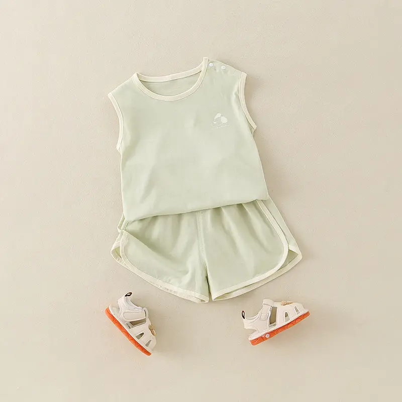 Male Baby A-class Pure Cotton Clothes Summer Thin Sleeveless Vest Shorts Set Casual Outerwear Baby Home Clothes