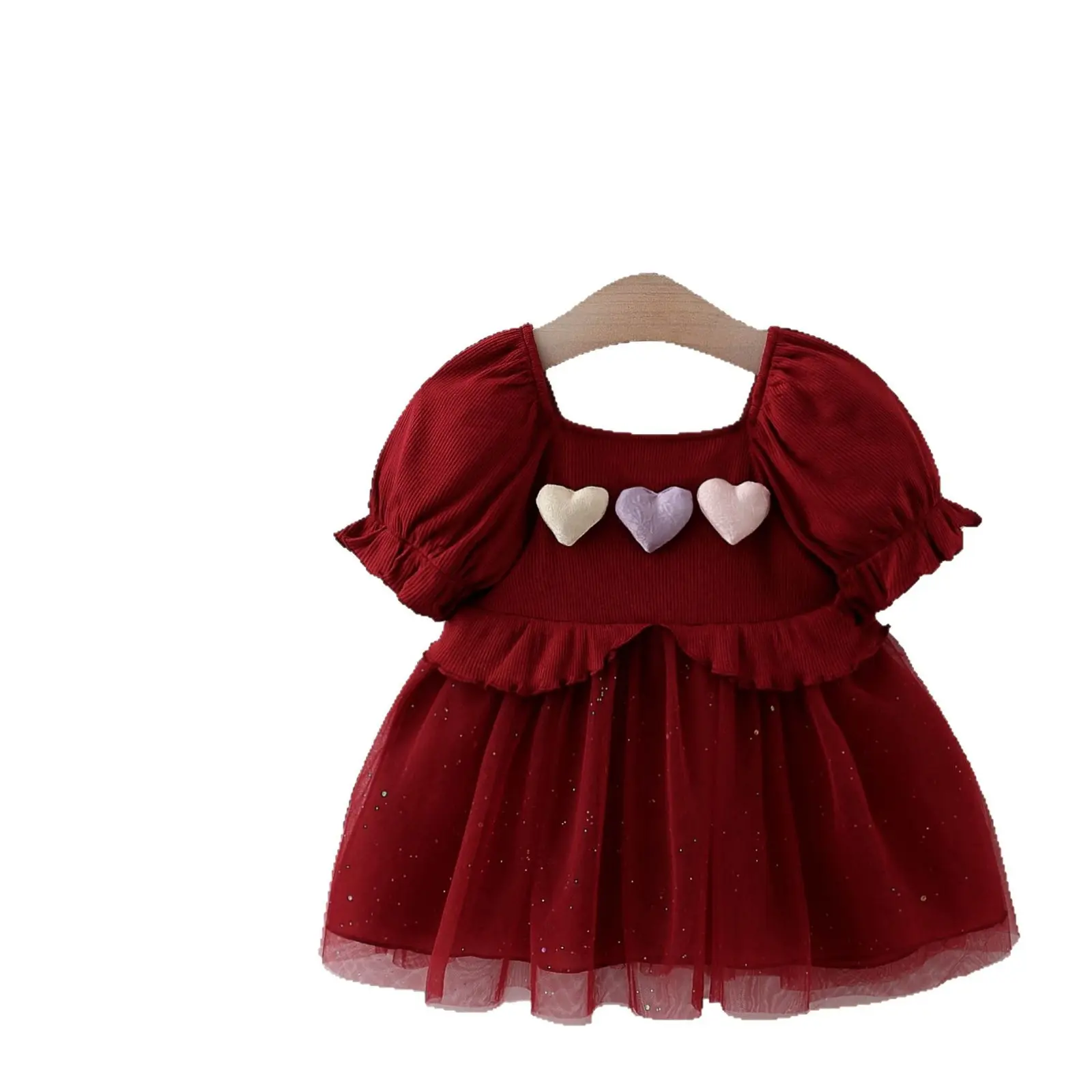 Children's Summer Dress for Girls 2025 Elegant Short Sleeved Princess Dress for Baby Girls Sweet and Loving Children's Dress
