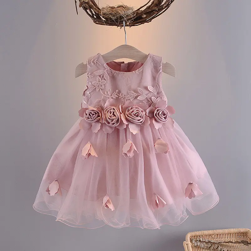Summer Baby Girl White Princess Dress Baby Puff Sleeveless Vest Skirt 1-2-3 Year Old Children Summer Dress