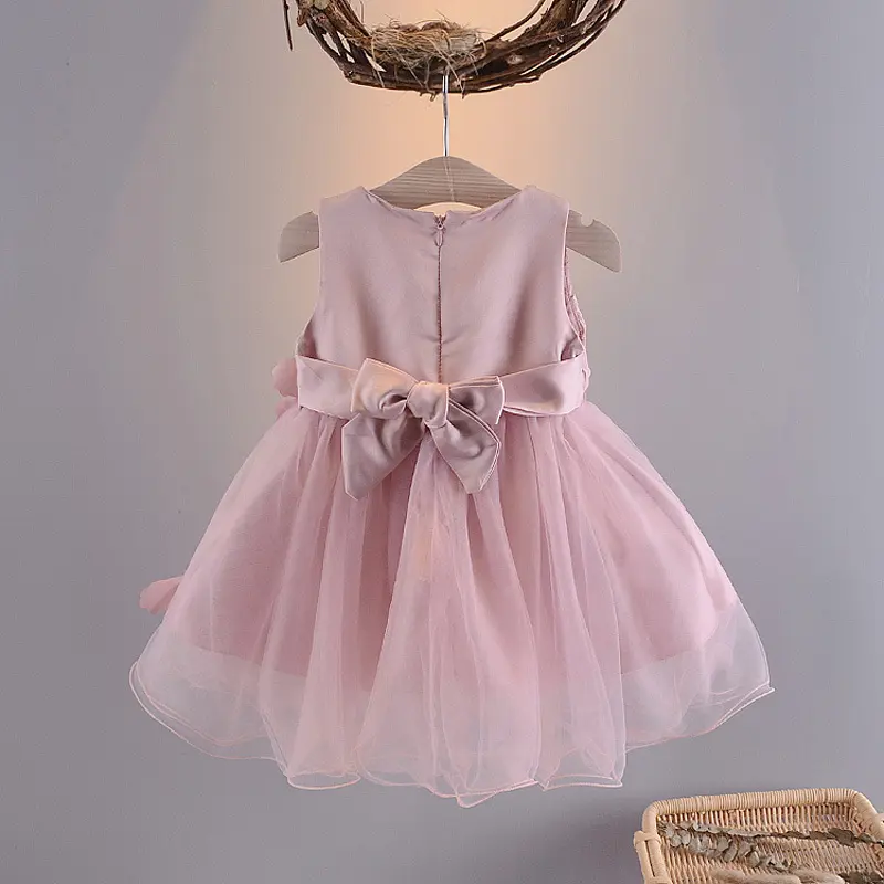 Summer Baby Girl White Princess Dress Baby Puff Sleeveless Vest Skirt 1-2-3 Year Old Children Summer Dress