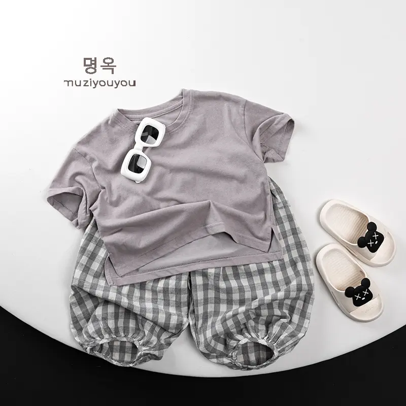 Children's Thin Checkered Pants 2025 Summer Thin Casual Mosquito Proof Pants for Boys and Girls, Baby's Clothing