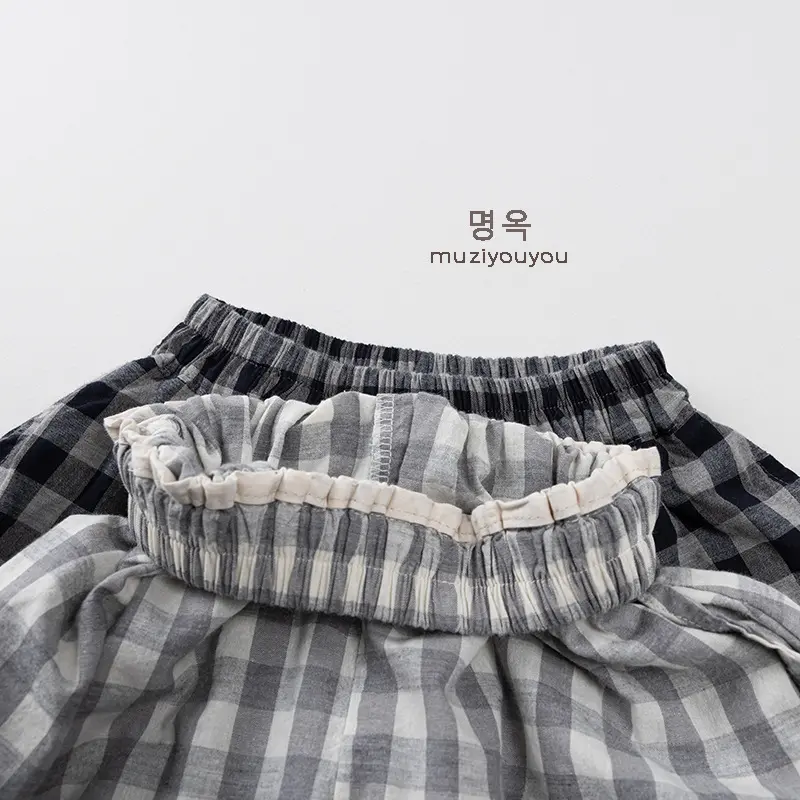 Children's Thin Checkered Pants 2025 Summer Thin Casual Mosquito Proof Pants for Boys and Girls, Baby's Clothing