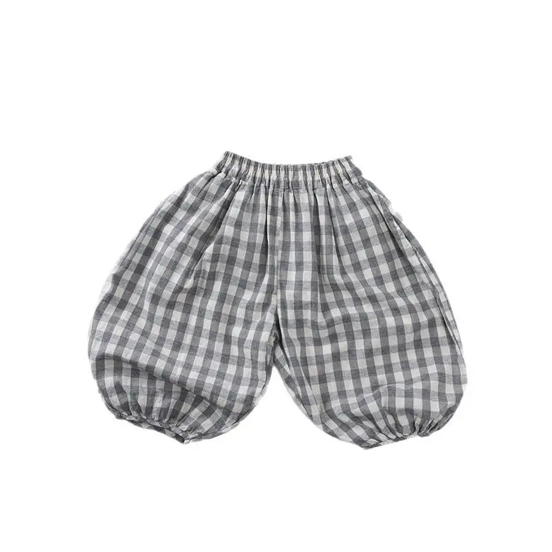 Children's Thin Checkered Pants 2025 Summer Thin Casual Mosquito Proof Pants for Boys and Girls, Baby's Clothing