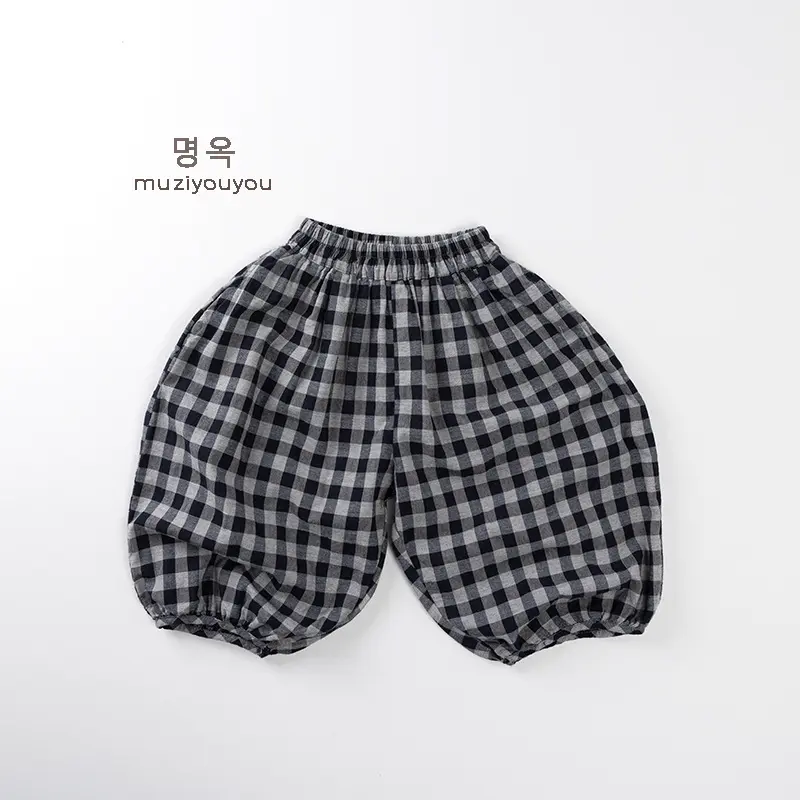 Children's Thin Checkered Pants 2025 Summer Thin Casual Mosquito Proof Pants for Boys and Girls, Baby's Clothing