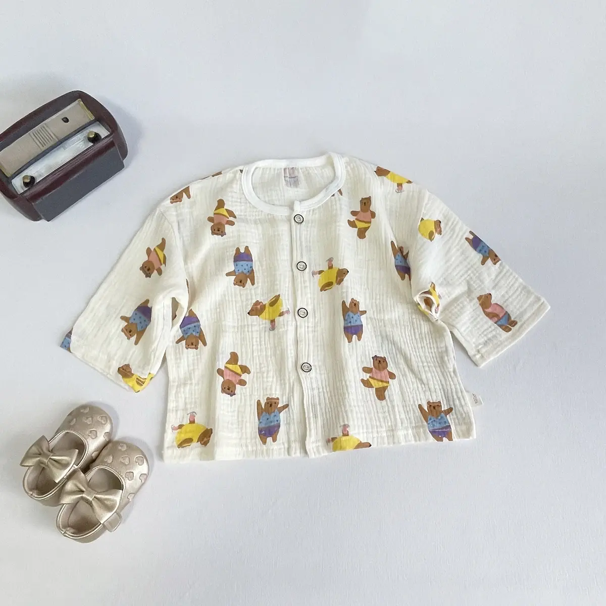 2025 Autumn New In Children Girls Boys Full Sleeve Cartoon Print Single-breasted Top Shirts+pants Kids Baby Homewear Set 2pcs