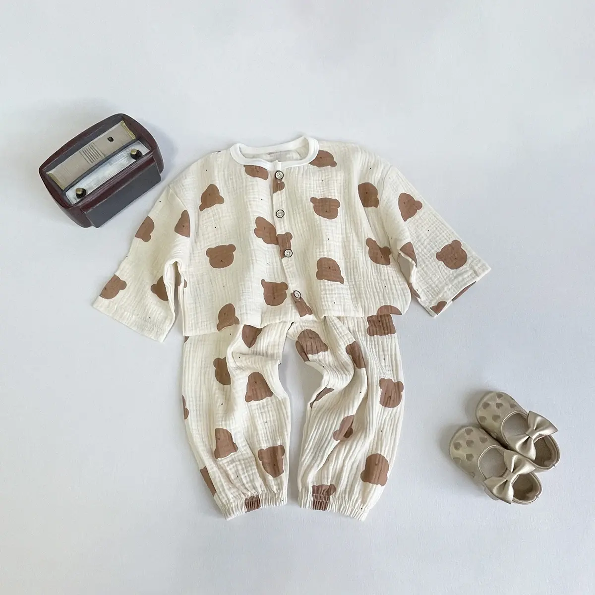 2025 Autumn New In Children Girls Boys Full Sleeve Cartoon Print Single-breasted Top Shirts+pants Kids Baby Homewear Set 2pcs