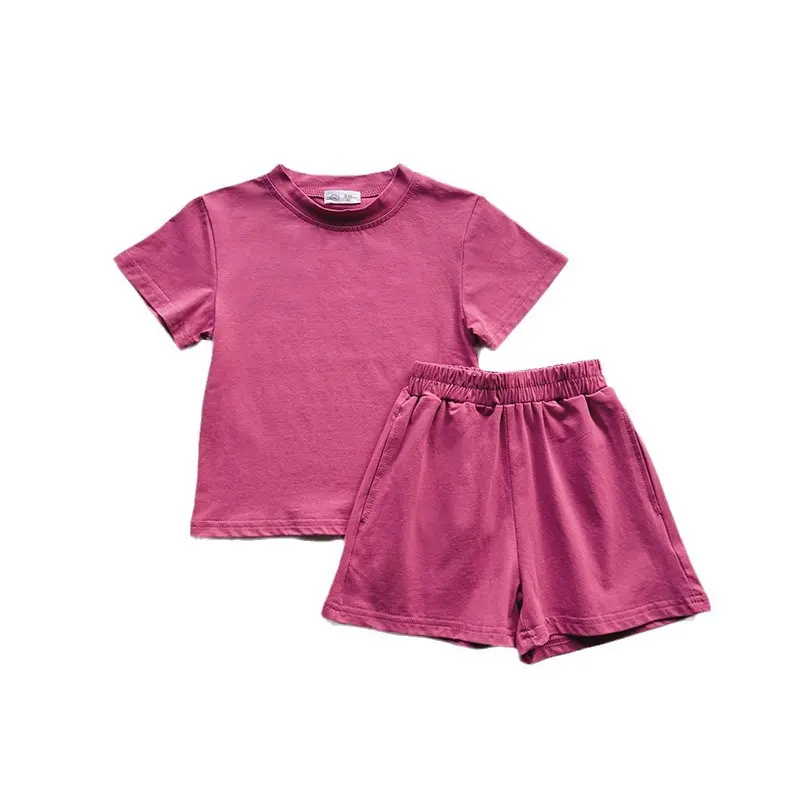 Korean Candy Colored Children's Clothing Pure Cotton Casual Sports Set Ins Baby Summer Loose Short Sleeved Pants Two-piece Set