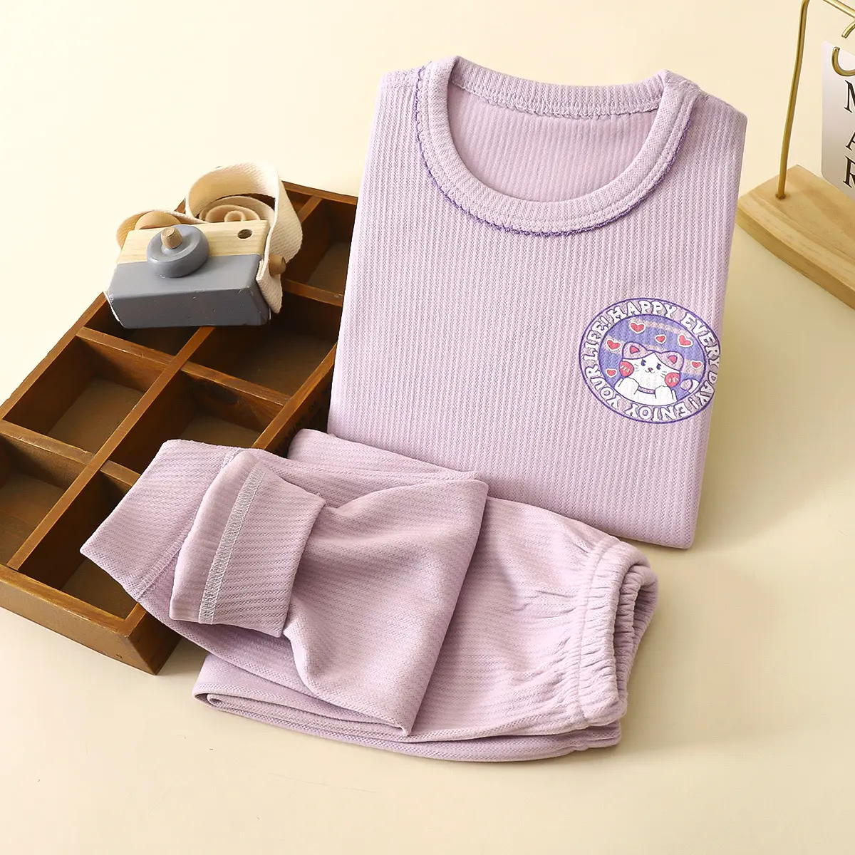 Autumn and Winter Children's Velvet A-class Autumn Clothes and Pants Set, Warm Underwear Set, Children's Home Clothes Set