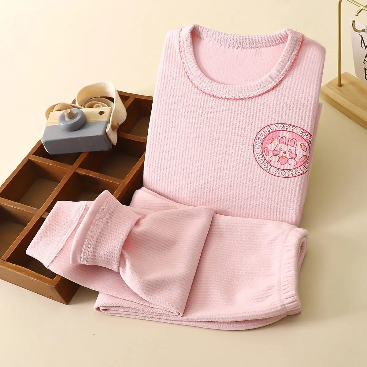 Autumn and Winter Children's Velvet A-class Autumn Clothes and Pants Set, Warm Underwear Set, Children's Home Clothes Set