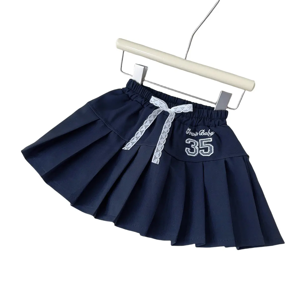 Girls' Knitted Sweater Tank Top Summer New Style Little Girls' Elegant Pleated 2025 Half Length Skirt Set