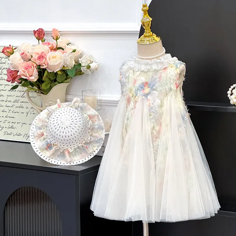 Girls' Dress Summer Dress 2025 New Fashionable Children's Mesh Vest Skirt Girls' Princess Skirt Internet Celebrity