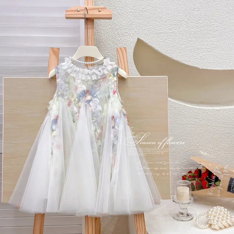 Girls' Dress Summer Dress 2025 New Fashionable Children's Mesh Vest Skirt Girls' Princess Skirt Internet Celebrity