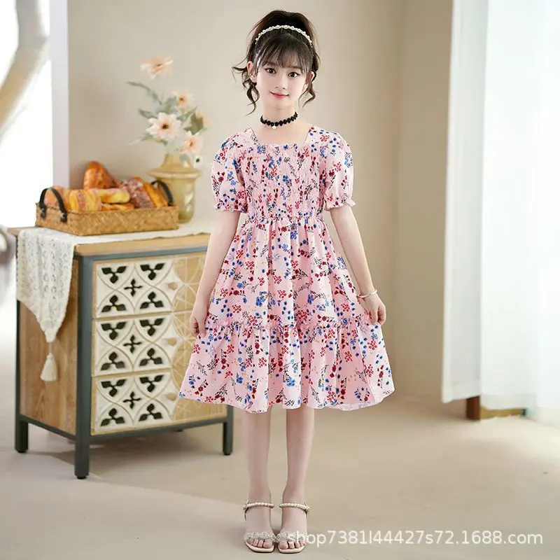 Girls' 2025 Summer Princess Dress: Elegant & Fashionable Kids' A-Line Gown for a Sweet and Stylish Look